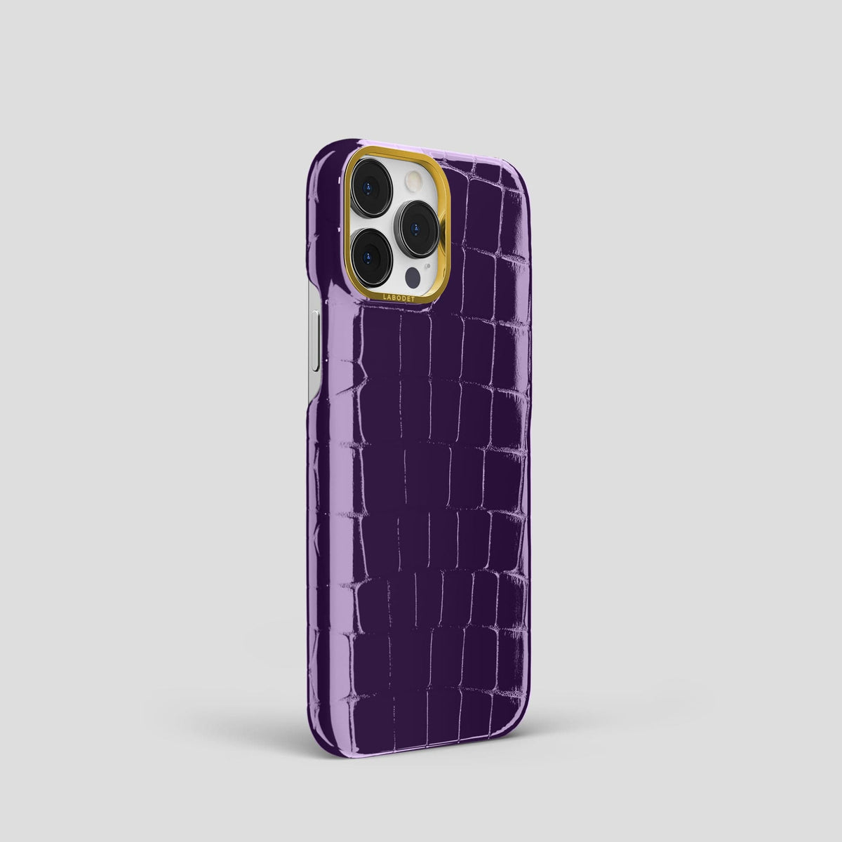 Purple iPhone 14 Shiny Alligator with Gold Metal -2 | Purple-Gold