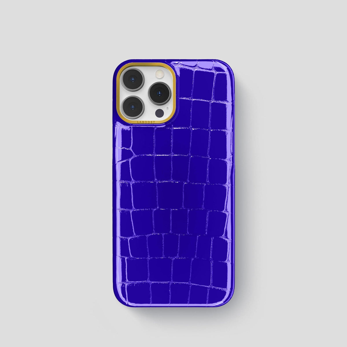 Royal Blue iPhone 14 Shiny Alligator with Gold Metal -1 | Royal-Blue-Gold