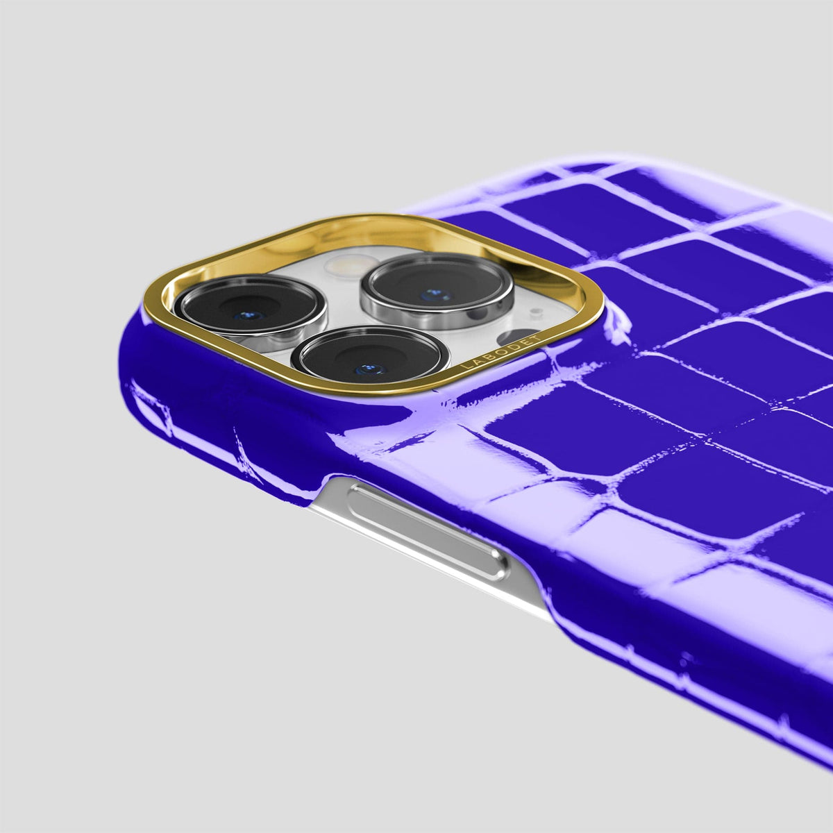 Royal Blue iPhone 14 Shiny Alligator with Gold Metal -6 | Royal-Blue-Gold