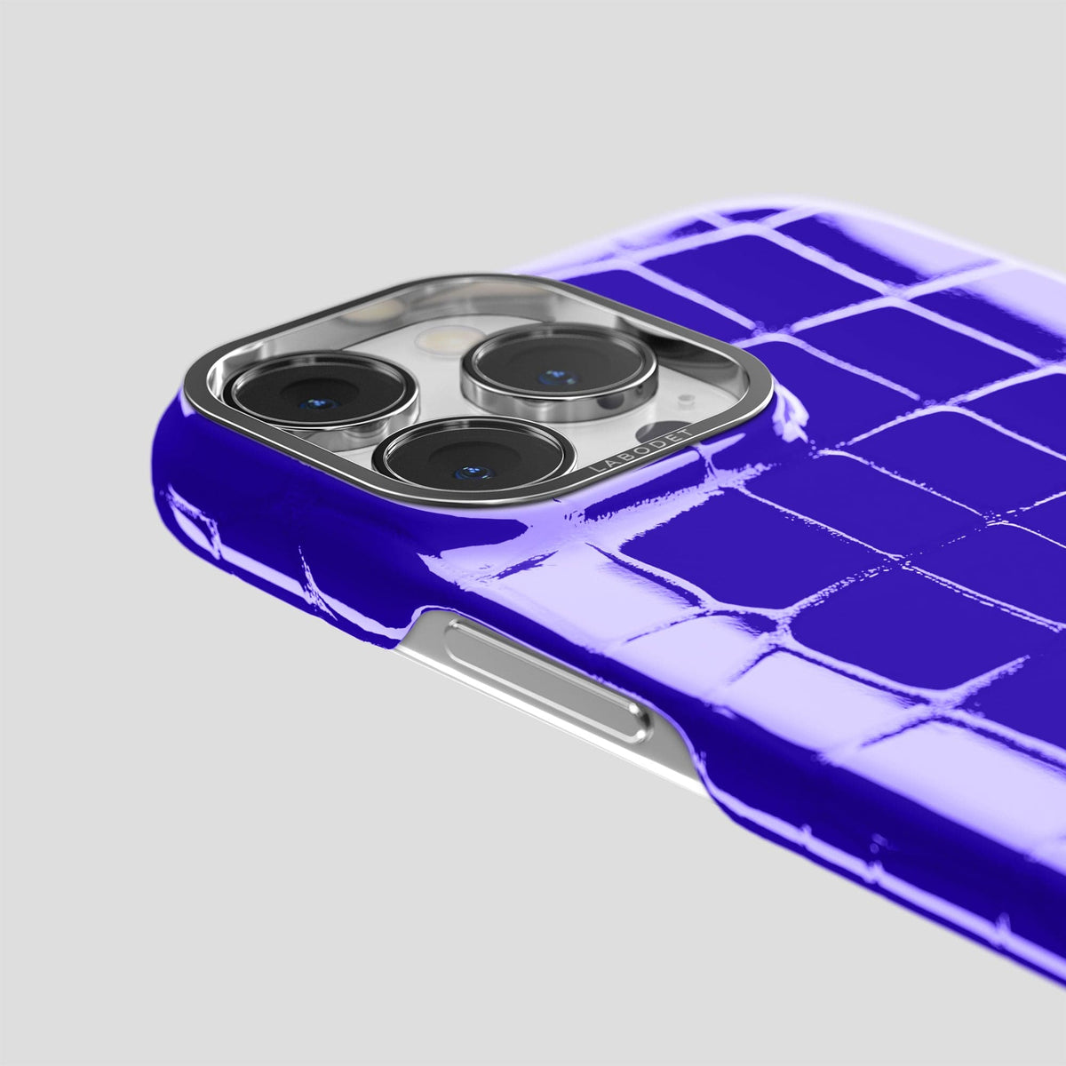 Royal Blue iPhone 14 Shiny Alligator with Steel Metal -6 | Royal-Blue-Steel