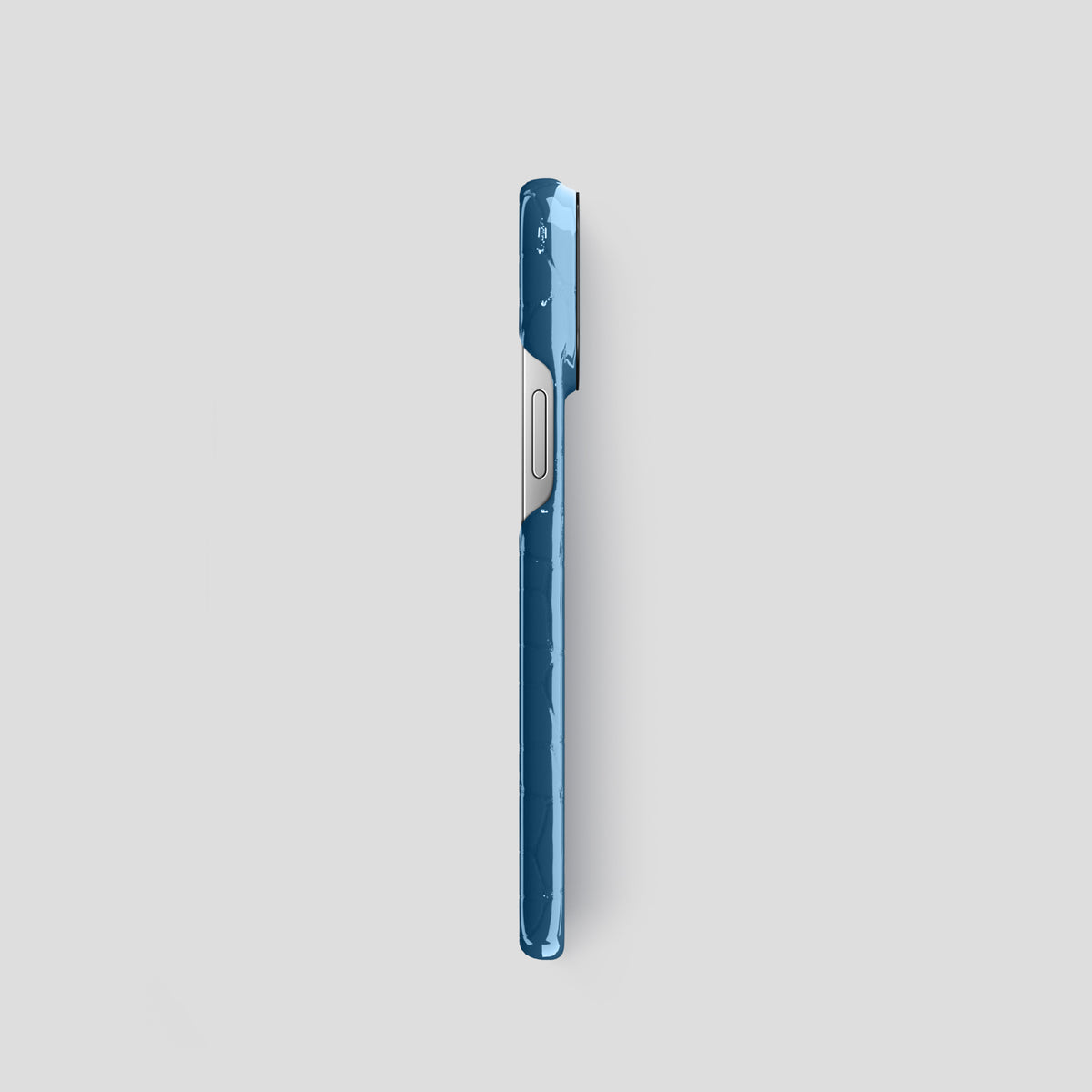 Turquoise-Blue iPhone 14 Shiny Alligator with Black Metal -3 | Turqoise-Blue-Black
