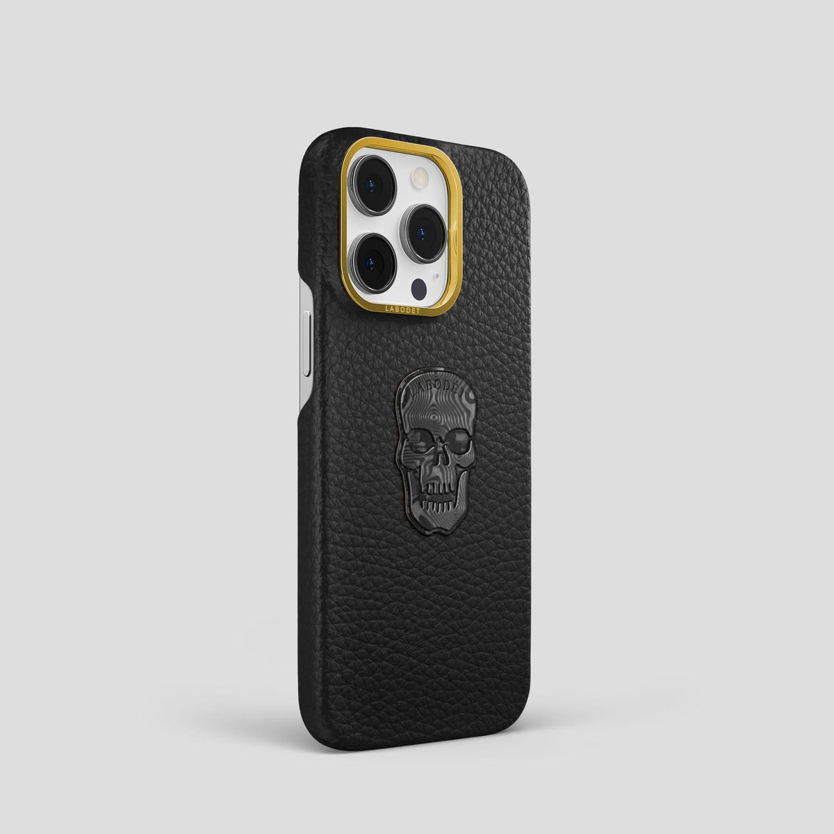 Black iPhone 14 Pro Classic Case Calf with Gold Metal -2 | Black-Gold