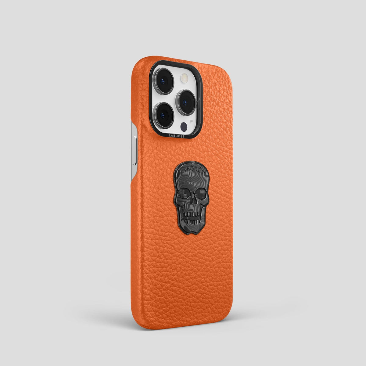 Orange iPhone 14 Pro Classic Case Calf with Black Metal -2 | Orange-Black