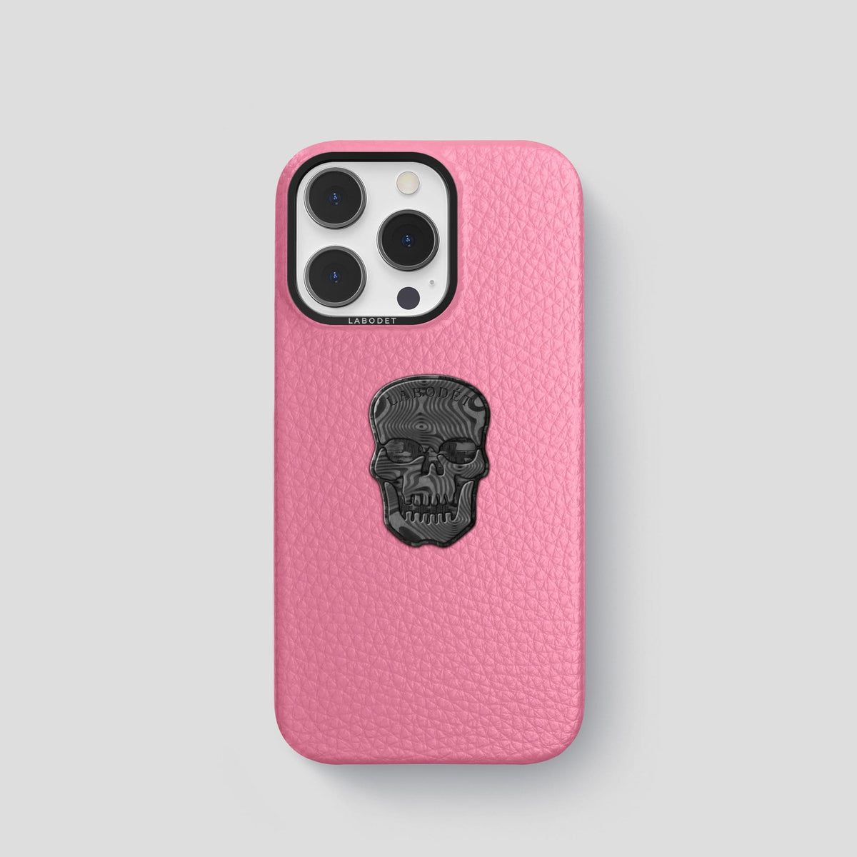 Pink iPhone 14 Pro Classic Case Calf with Black Metal -1 | Pink-Black