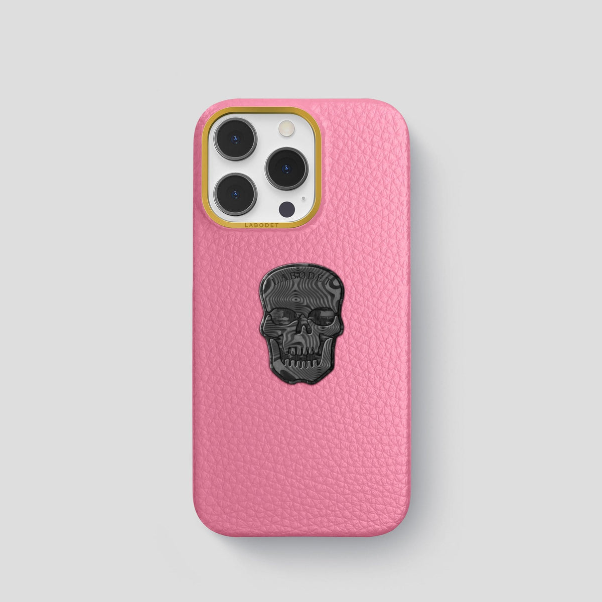 Pink iPhone 14 Pro Classic Case Calf with Gold Metal -1 | Pink-Gold