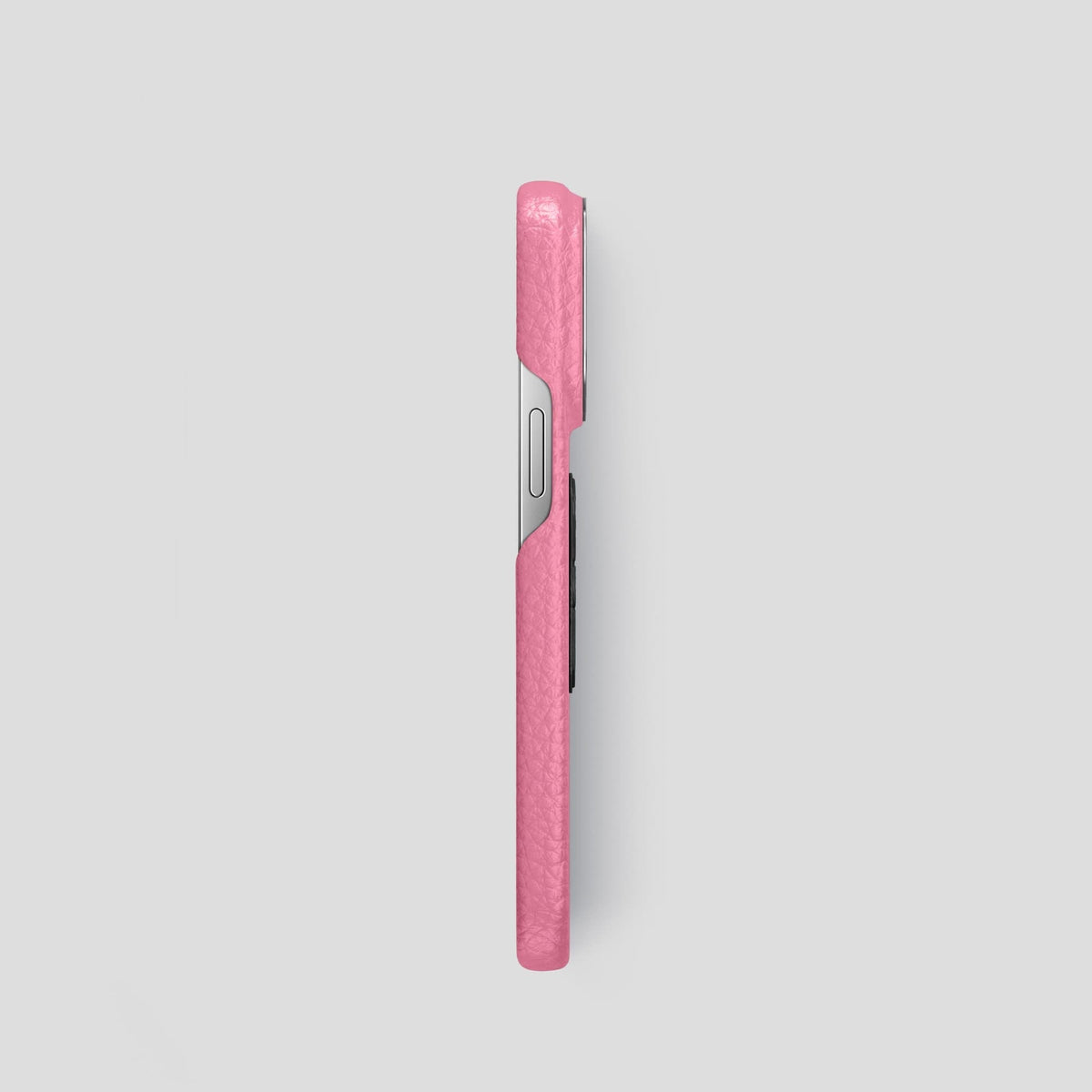 Pink iPhone 14 Pro Classic Case Calf with Steel Metal -3 | Pink-Steel