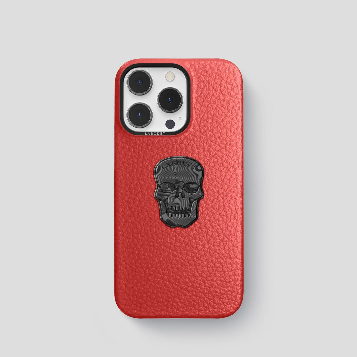 Red iPhone 14 Pro Classic Case Calf with Black Metal -1 | Red-Black