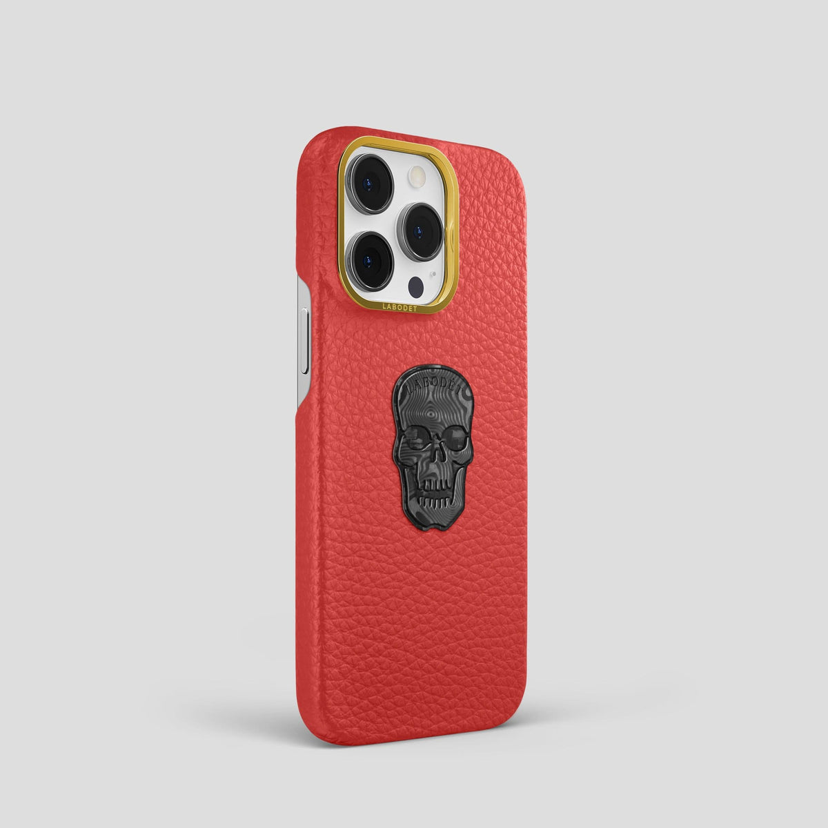 Red iPhone 14 Pro Classic Case Calf with Gold Metal -2 | Red-Gold