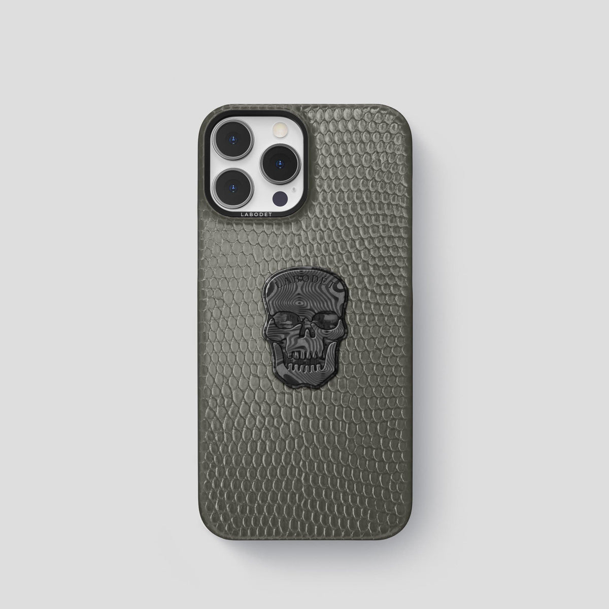 Grey iPhone 14 Pro Classic Case with Black Metal -1 | Grey-Black