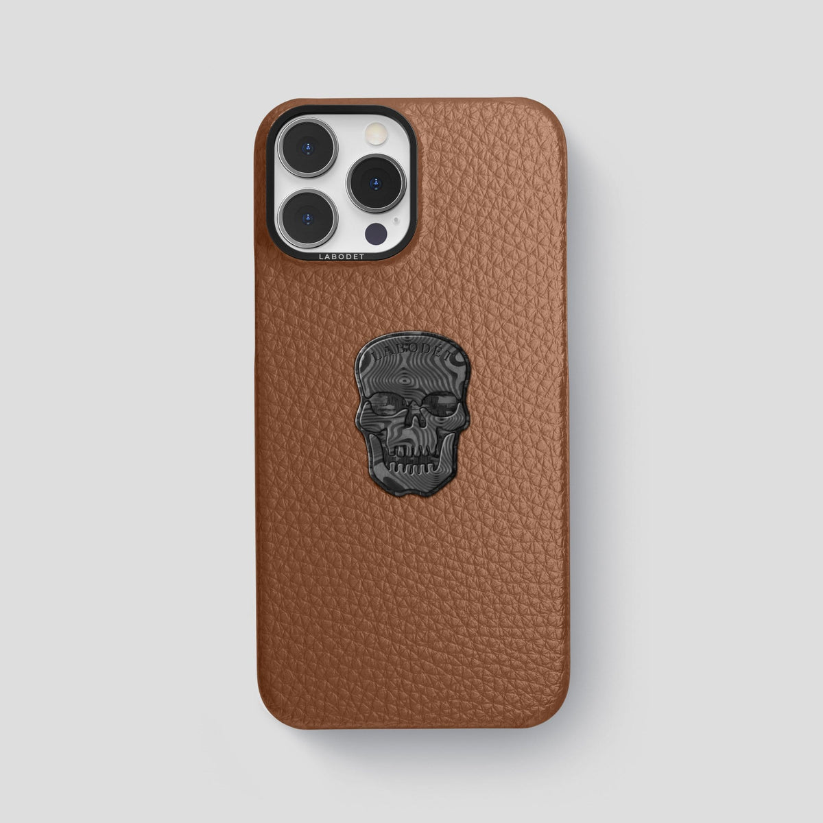 Caramel iPhone 14 Pro Max Classic Case Calf with Black Metal -1 | Caramel-Black
