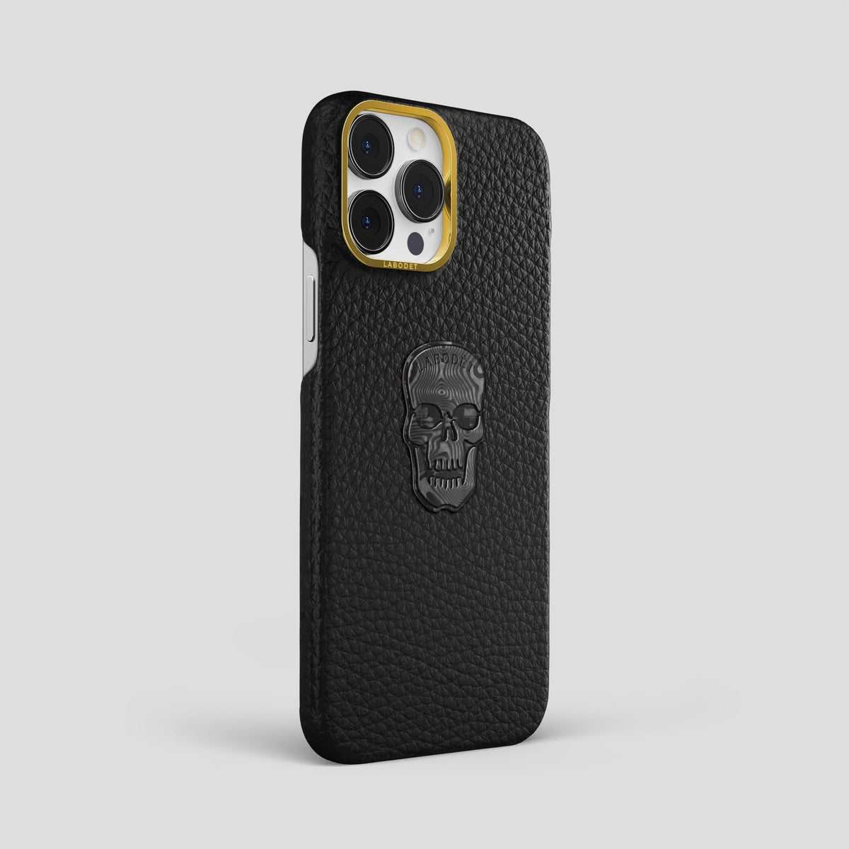 Black iPhone 14 Pro Max Classic Case Calf with Gold Metal -2 | Black-Gold