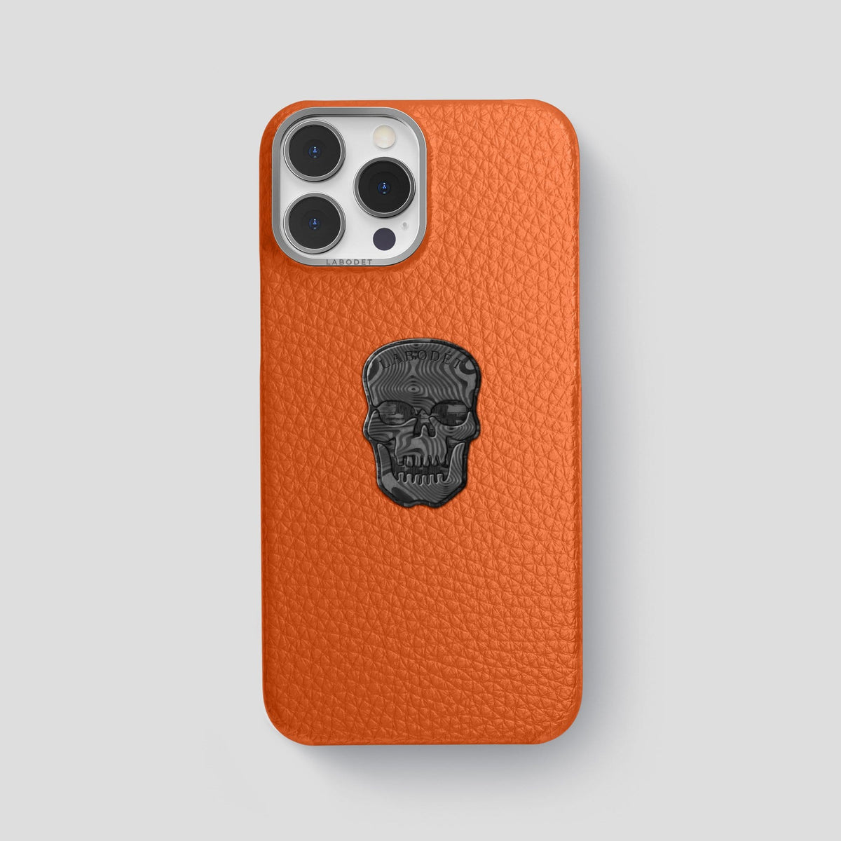 Orange iPhone 14 Pro Max Classic Case Calf with Steel Metal -1 | Orange-Steel