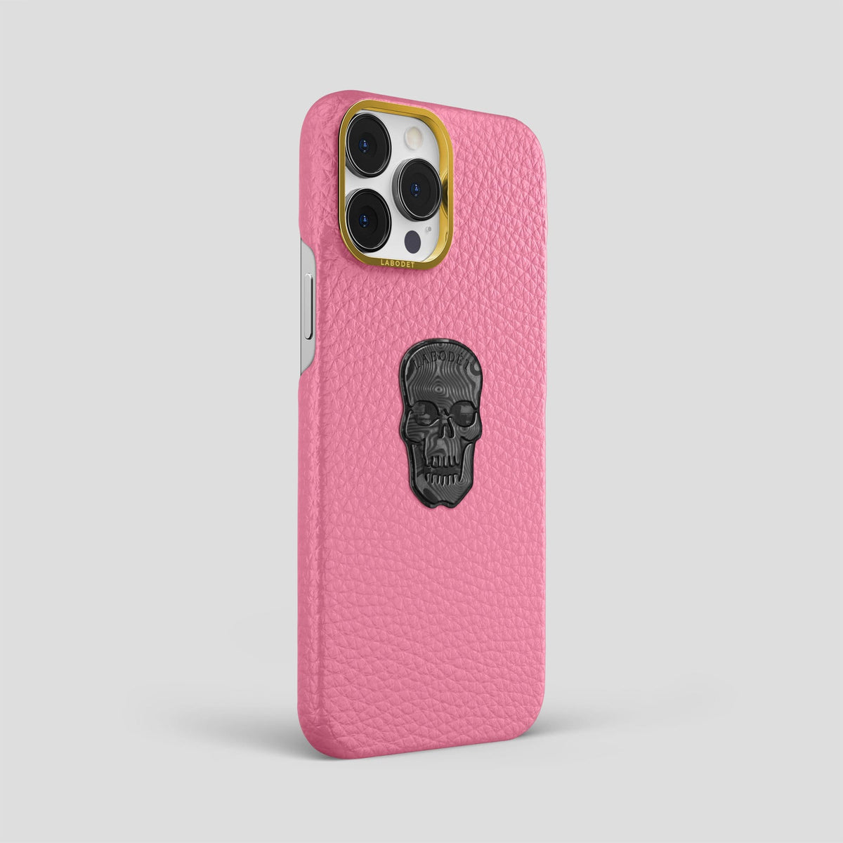 Pink iPhone 14 Pro Max Classic Case Calf with Gold Metal -2 | Pink-Gold