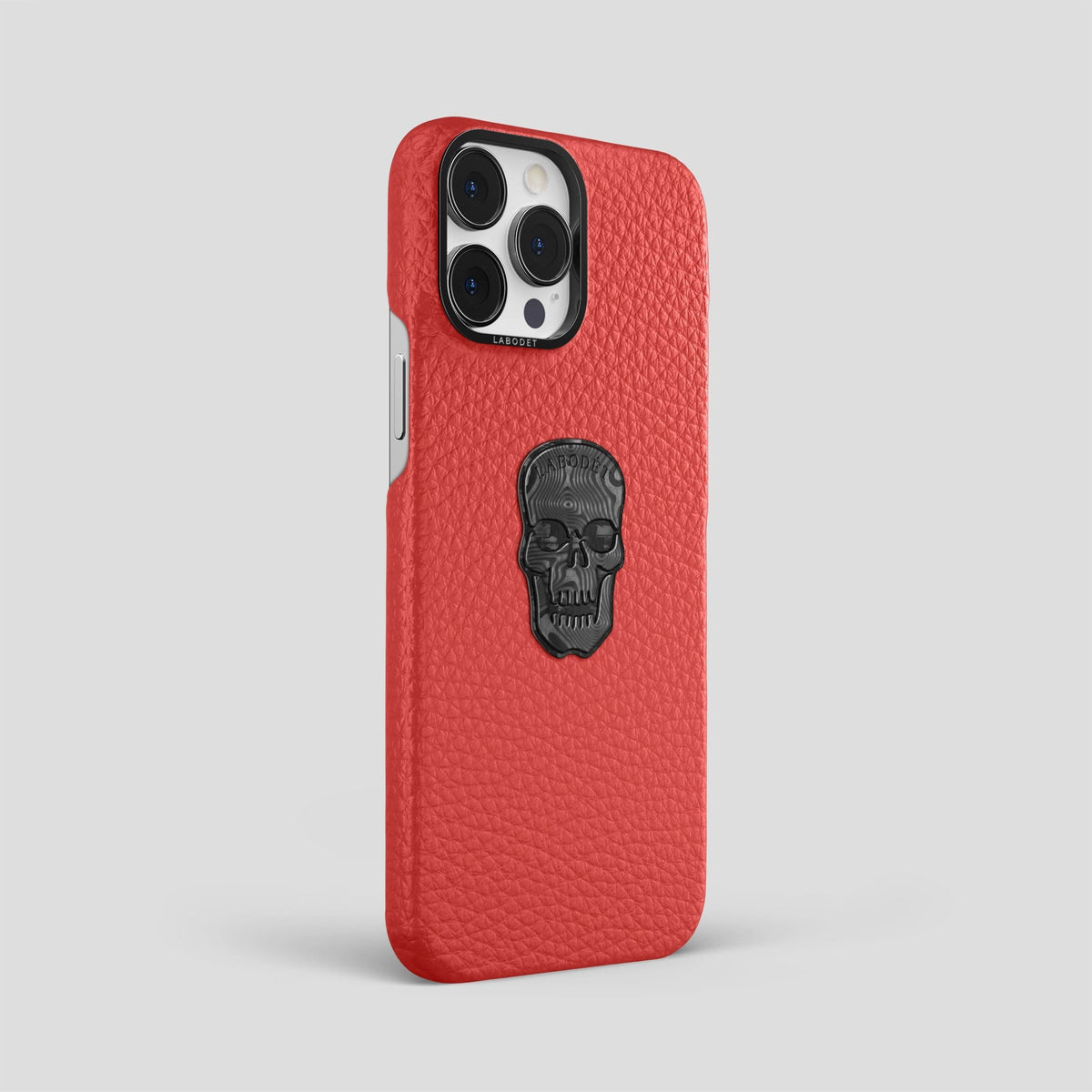 Red iPhone 14 Pro Max Classic Case Calf with Black Metal -2 | Red-Black