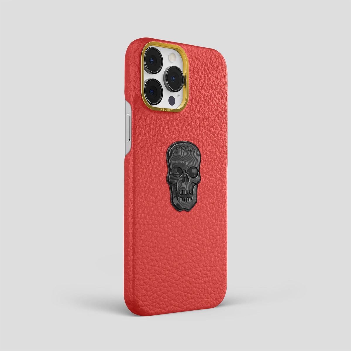 Red iPhone 14 Pro Max Classic Case Calf with Gold Metal -2 | Red-Gold