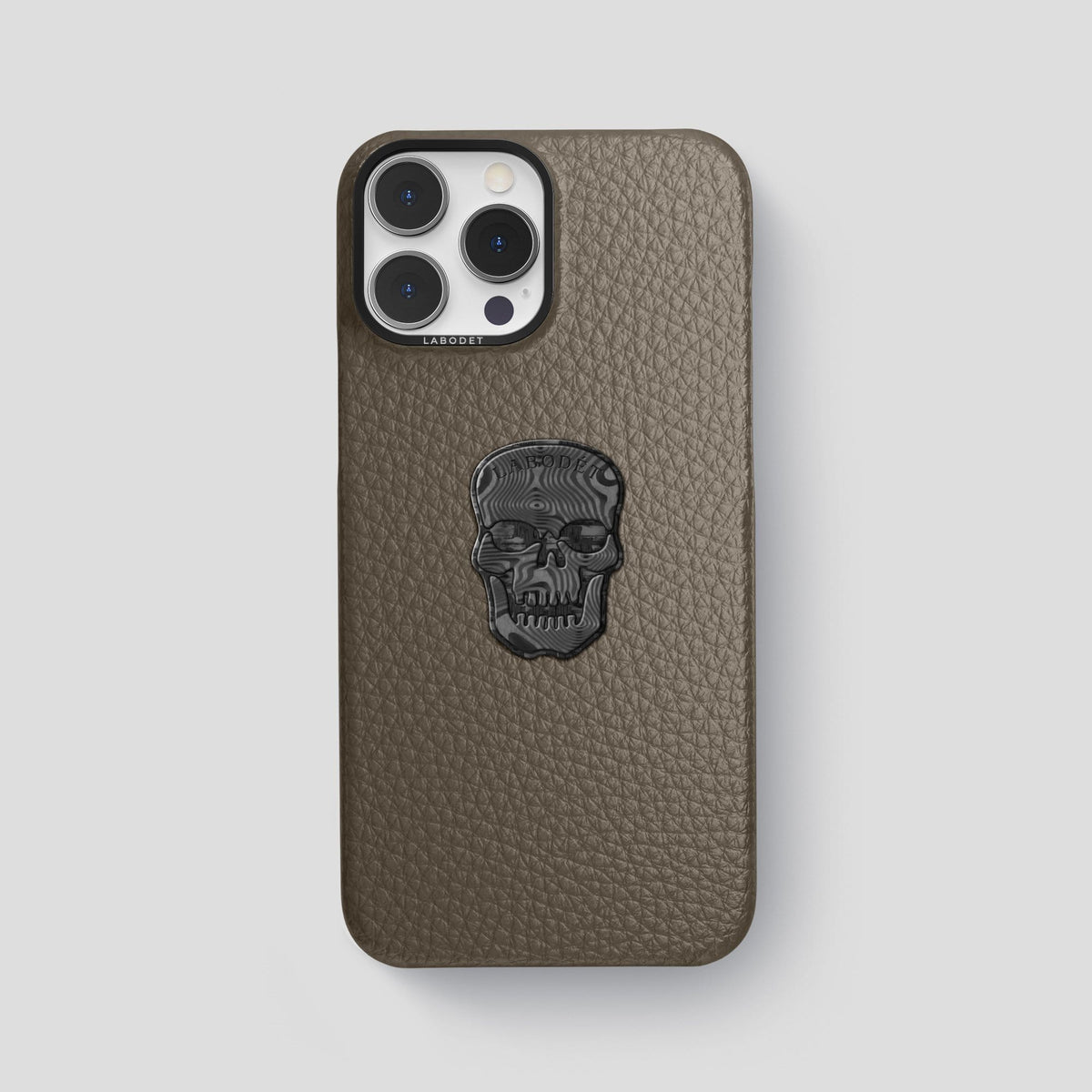 Taupe iPhone 14 Pro Max Classic Case Calf with Black Metal -1 | Taupe-Black