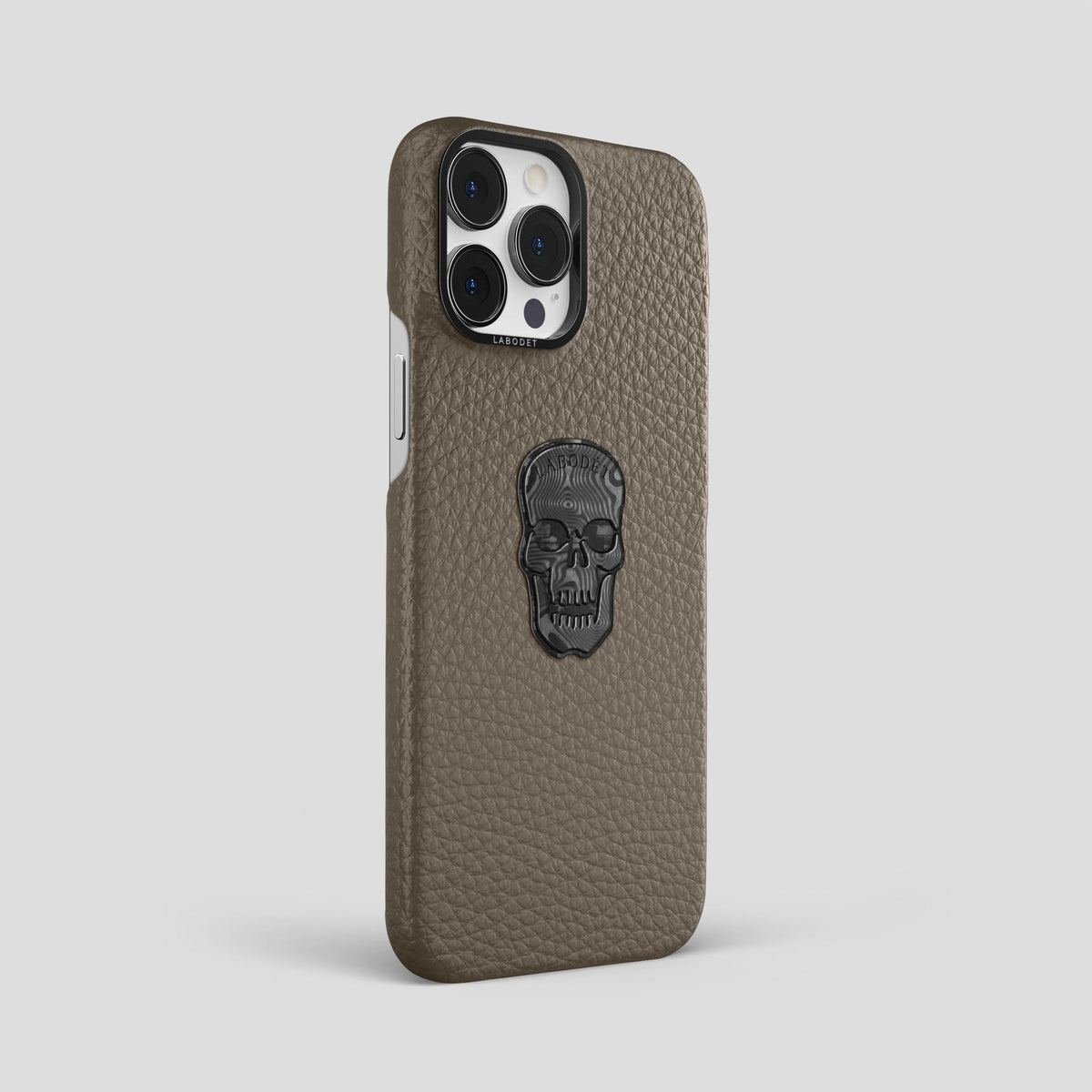 Taupe iPhone 14 Pro Max Classic Case Calf with Black Metal -2 | Taupe-Black