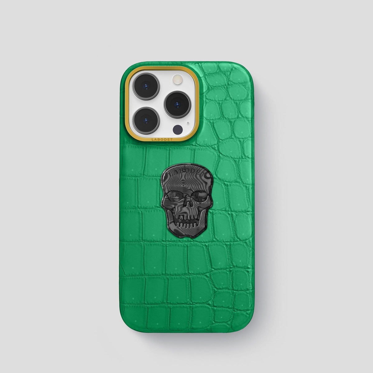 Cactus Green iPhone 14 Pro Classic Case with Gold Metal -1 | Cactus-Green-Gold