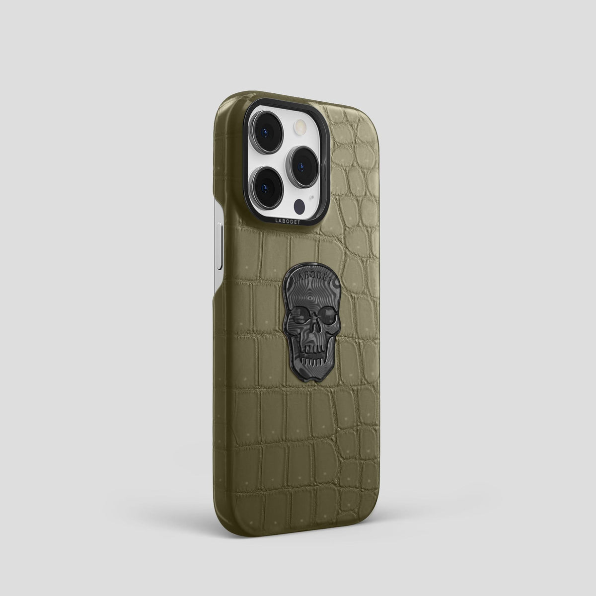 Kaki Green iPhone 14 Pro Classic Case with Black Metal -2 | Kaki-Green-Black