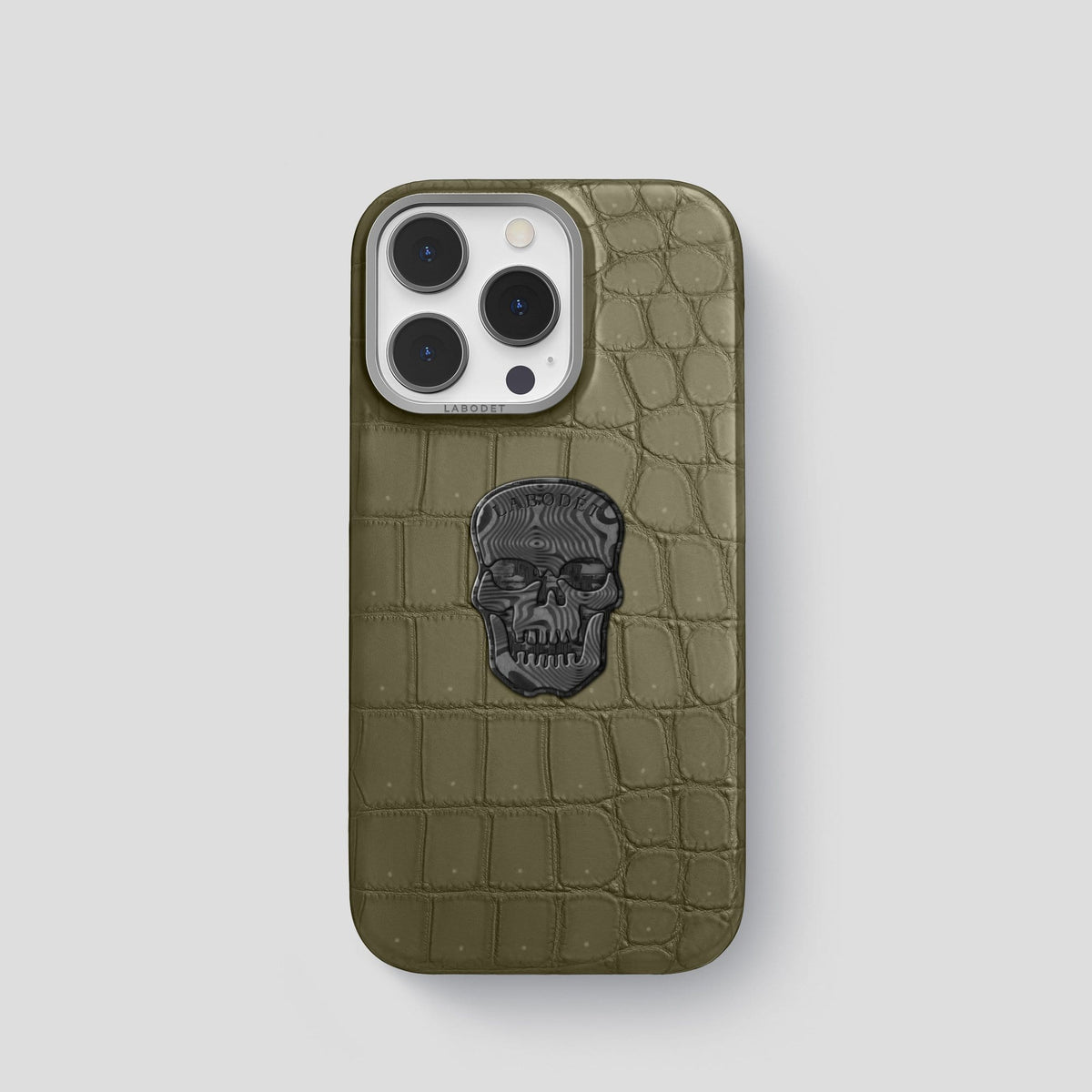 Kaki Green iPhone 14 Pro Classic Case with Steel Metal -1 | Kaki-Green-Steel