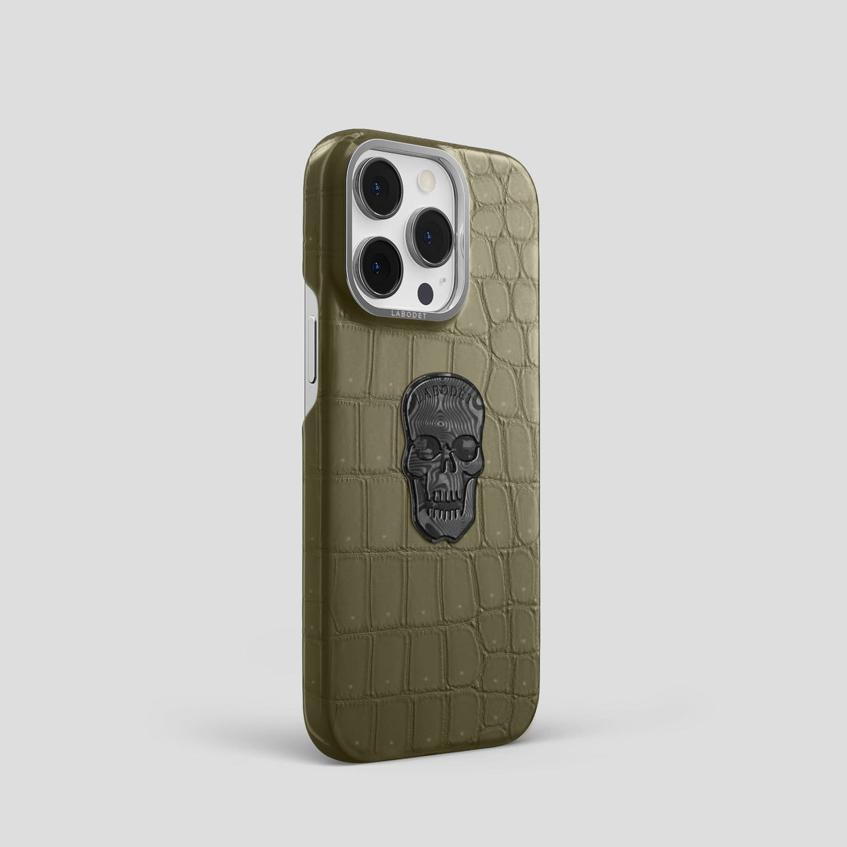 Kaki Green iPhone 14 Pro Classic Case with Steel Metal -2 | Kaki-Green-Steel
