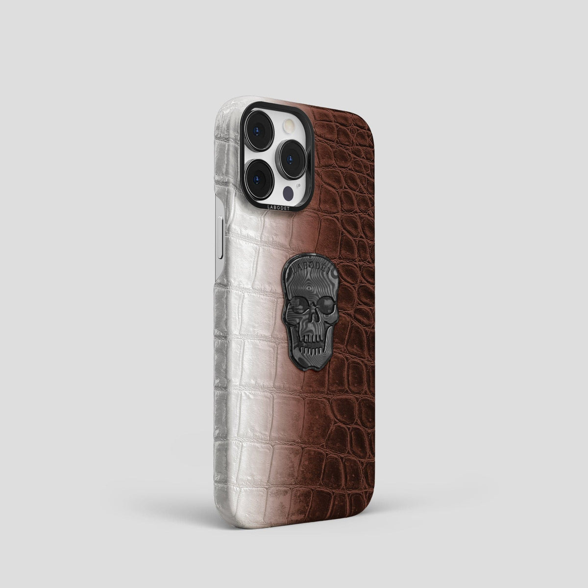 Dark Brown iPhone 14 Pro Himalaya Classic Case with Black Metal -2 | Dark-Brown-Black