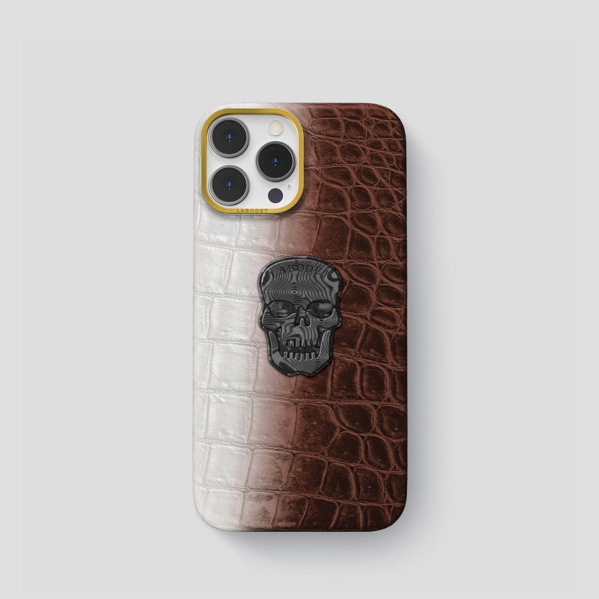 Dark Brown iPhone 14 Pro Himalaya Classic Case with Gold Metal -1 | Dark-Brown-Gold