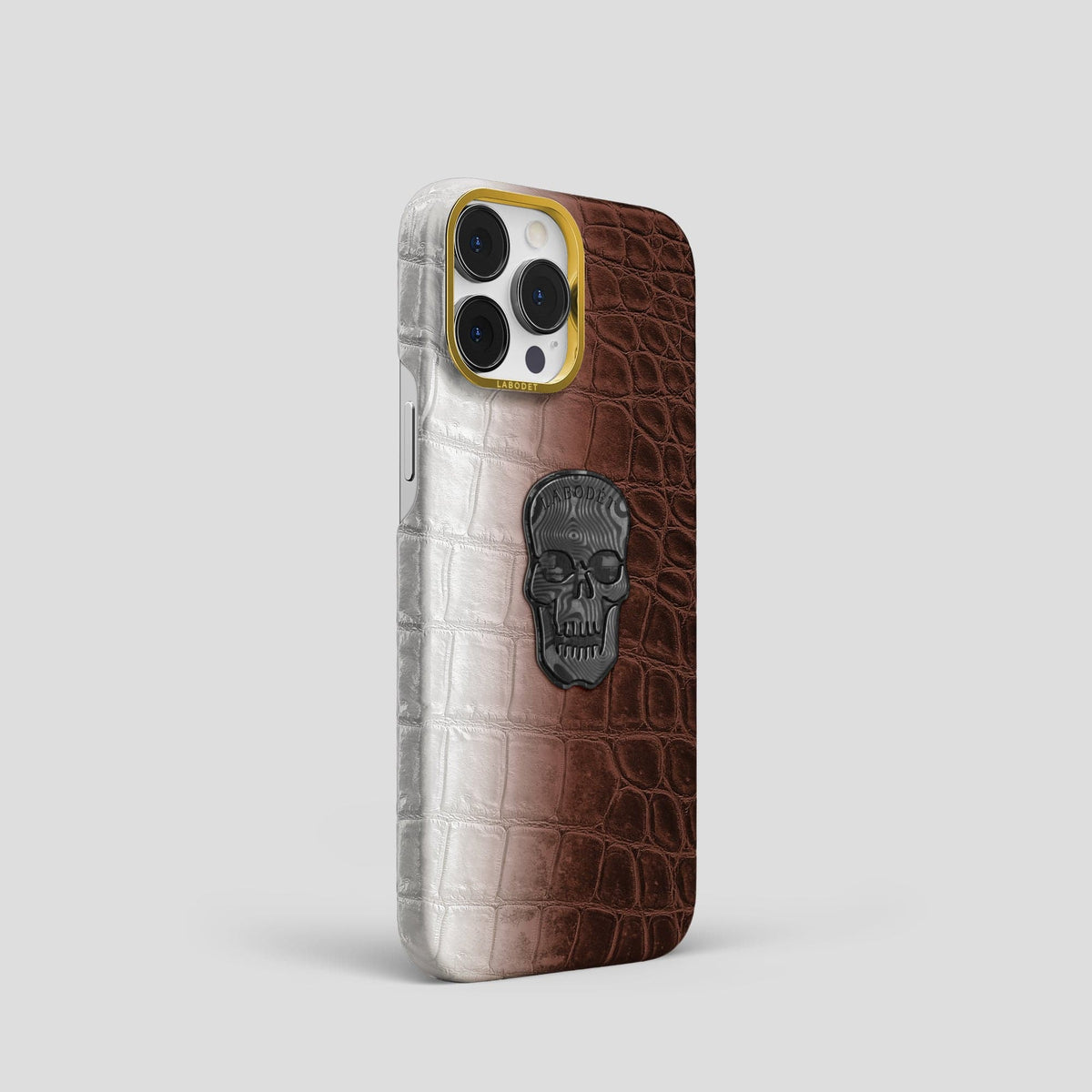 Dark Brown iPhone 14 Pro Himalaya Classic Case with Gold Metal -2 | Dark-Brown-Gold