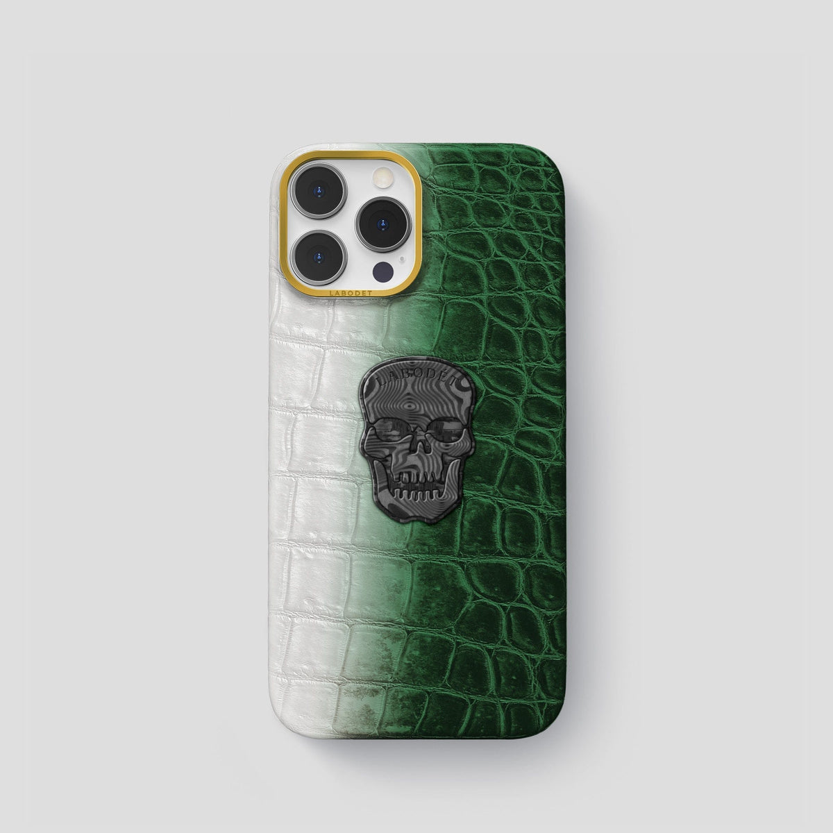 Green iPhone 14 Pro Himalaya Classic Case with Gold Metal -1 | Green-Gold