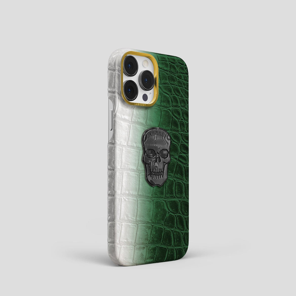 Green iPhone 14 Pro Himalaya Classic Case with Gold Metal -2 | Green-Gold