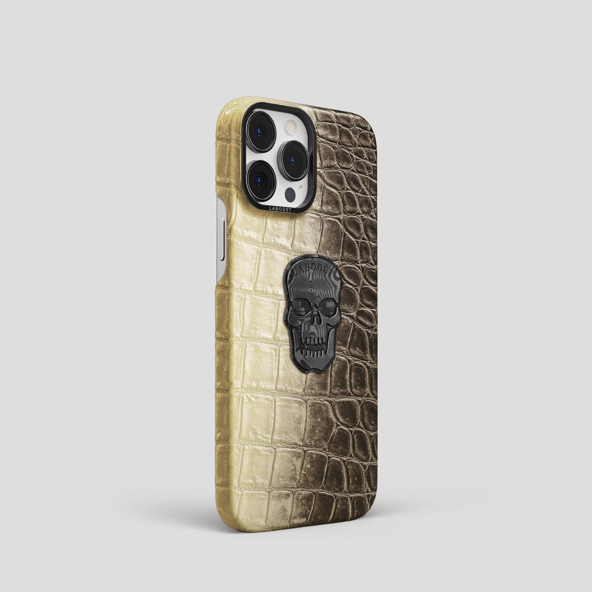 Natural iPhone 14 Pro Himalaya Classic Case with Black Metal -2 | Natural-Black