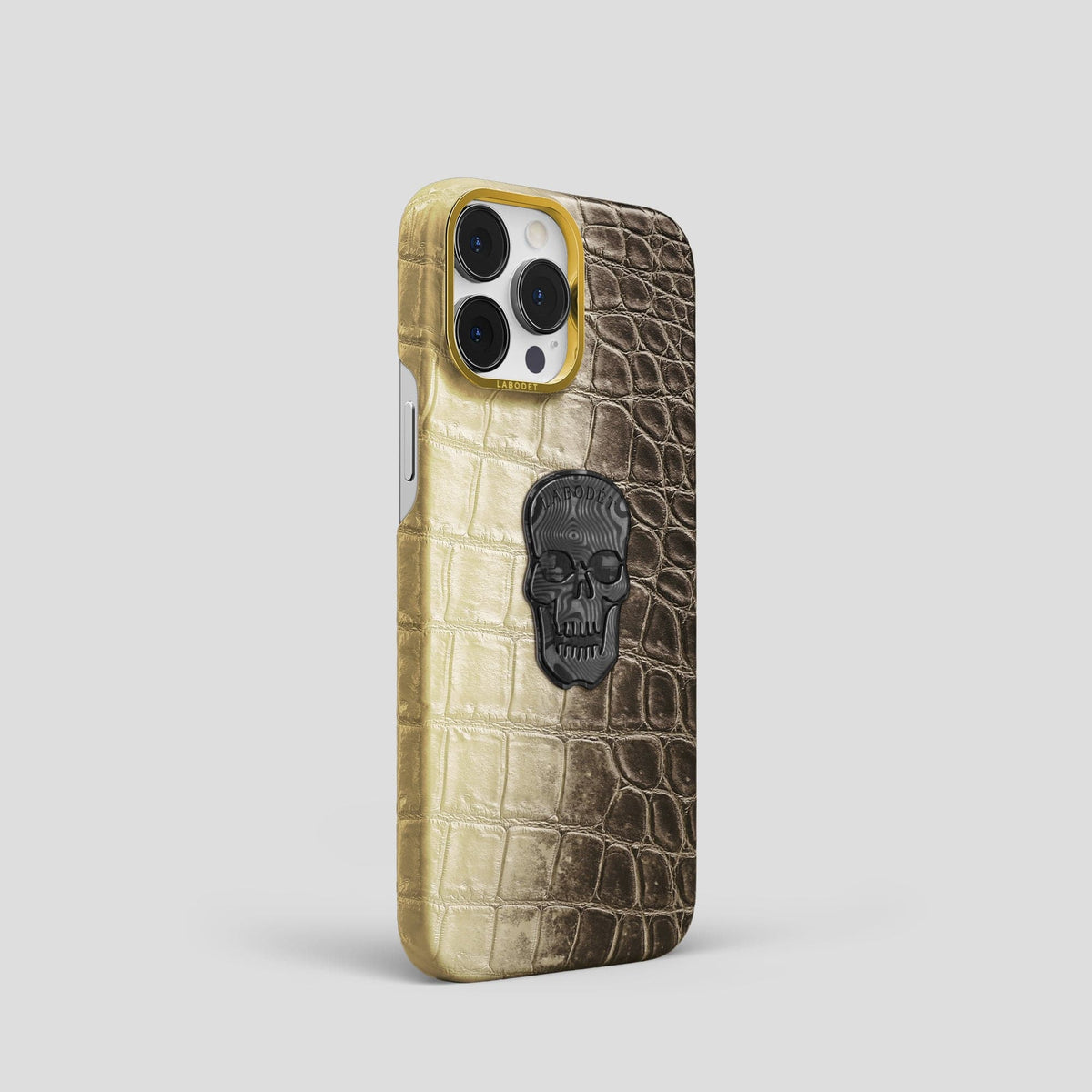 Natural iPhone 14 Pro Himalaya Classic Case with Gold Metal -2 | Natural-Gold
