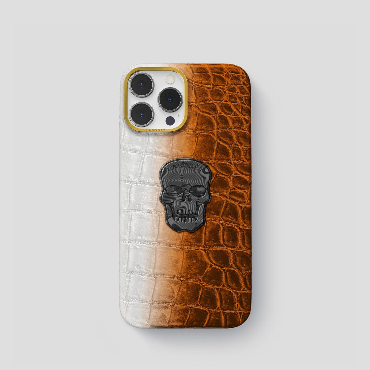 Orange iPhone 14 Pro Himalaya Classic Case with Gold Metal -1 | Orange-Gold