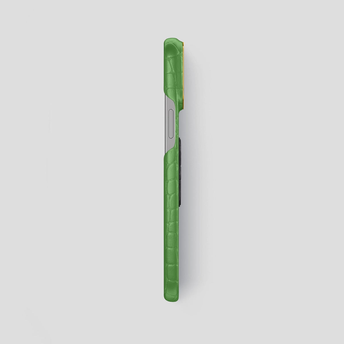 Apple-Green iPhone 14 Pro Max Classic Case Alligator with Gold Metal -3 | Apple-Green-Gold