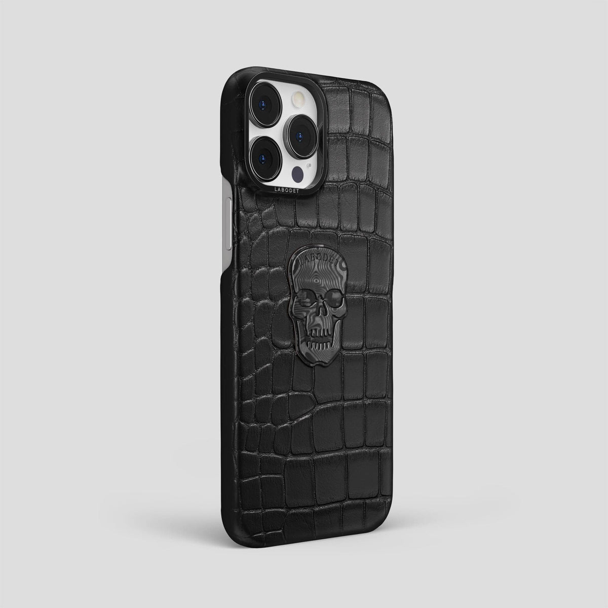 Black iPhone 14 Pro Max Classic Case Alligator with Black Metal -2 | Black-Black