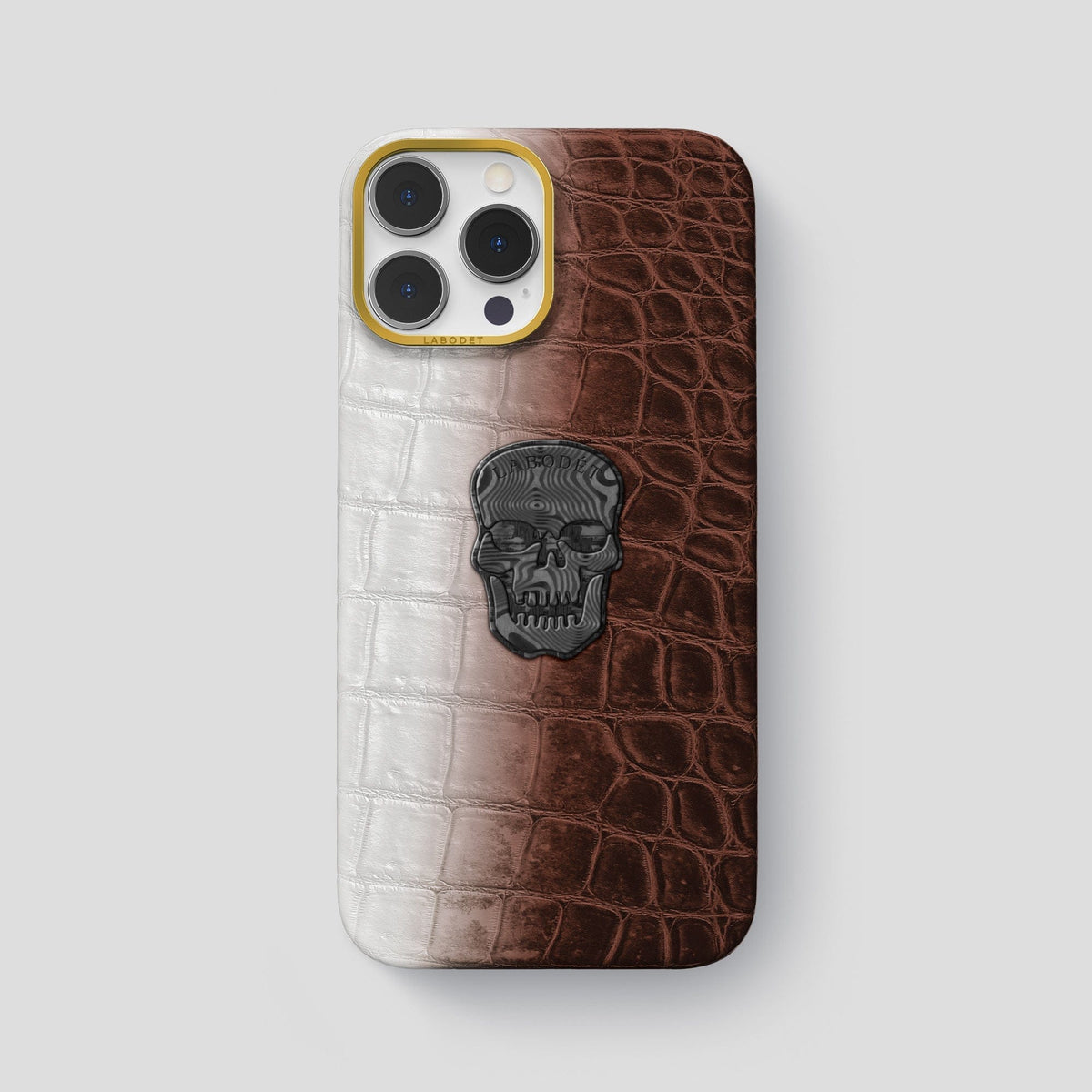 Dark Brown iPhone 14 Pro Max Himalaya Classic Case with Gold Metal -1 | Dark-Brown-Gold