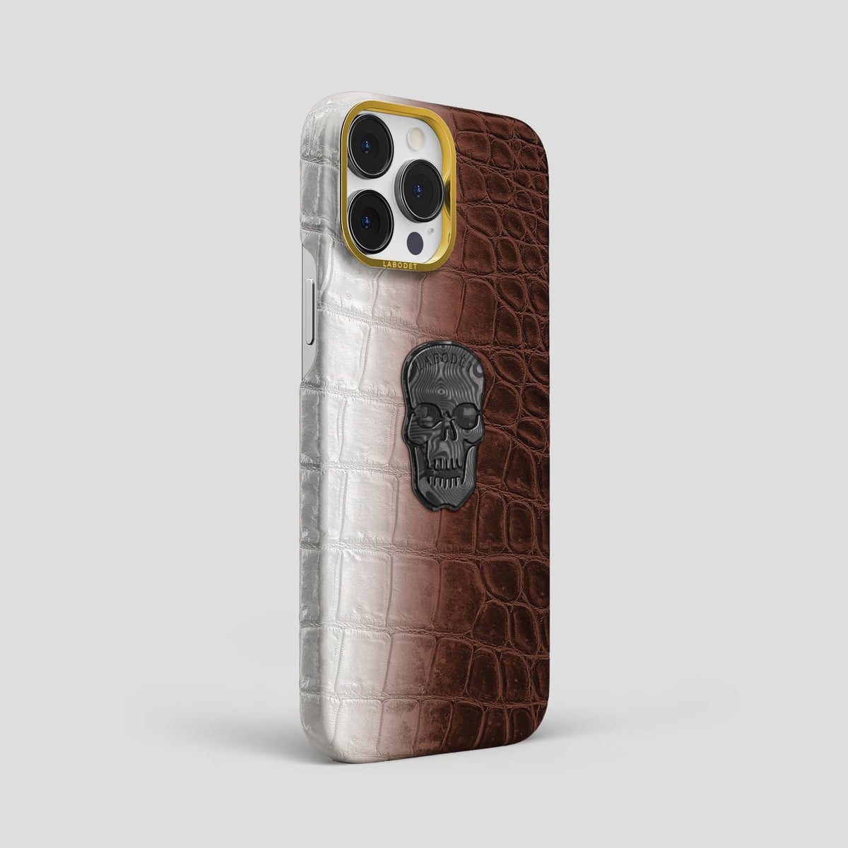 Dark Brown iPhone 14 Pro Max Himalaya Classic Case with Gold Metal -2 | Dark-Brown-Gold