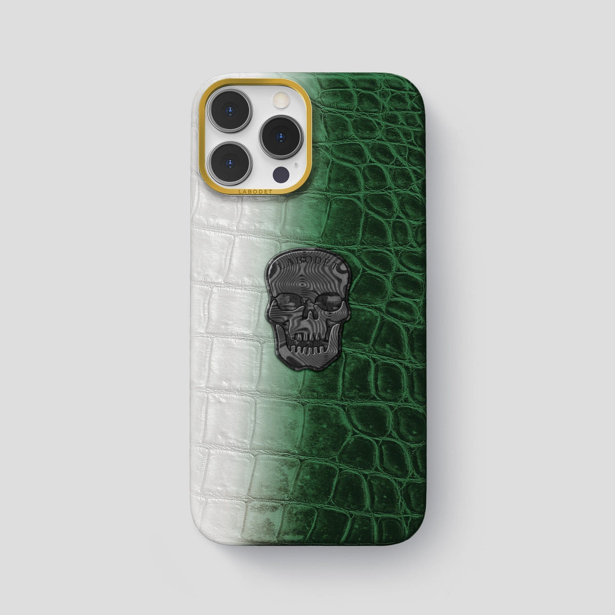 Green iPhone 14 Pro Max Himalaya Classic Case with Gold Metal -1 | Green-Gold
