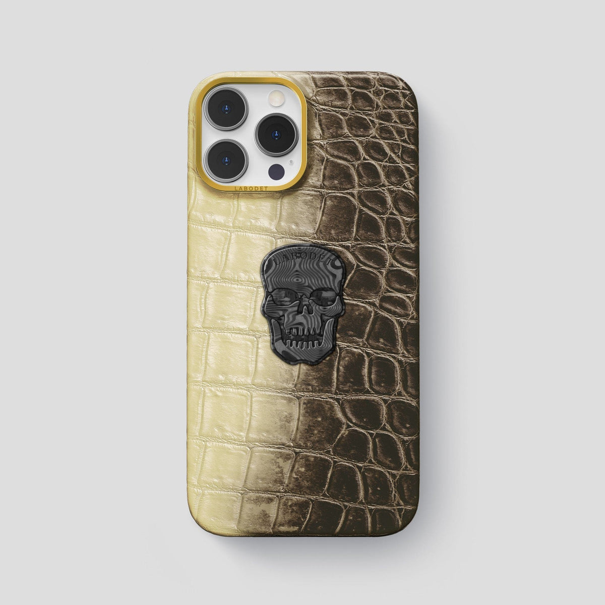 Natural iPhone 14 Pro Max Himalaya Classic Case with Gold Metal -1 | Natural-Gold