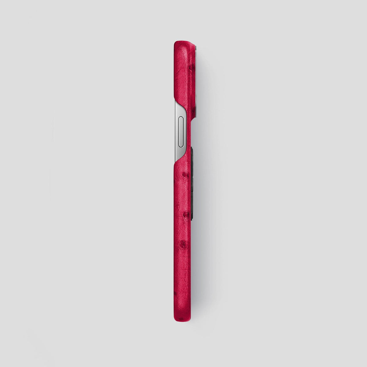 Bordeaux iPhone 14 Pro Max Classic Case Ostrich with Steel Metal -3 | Bordeaux-Steel