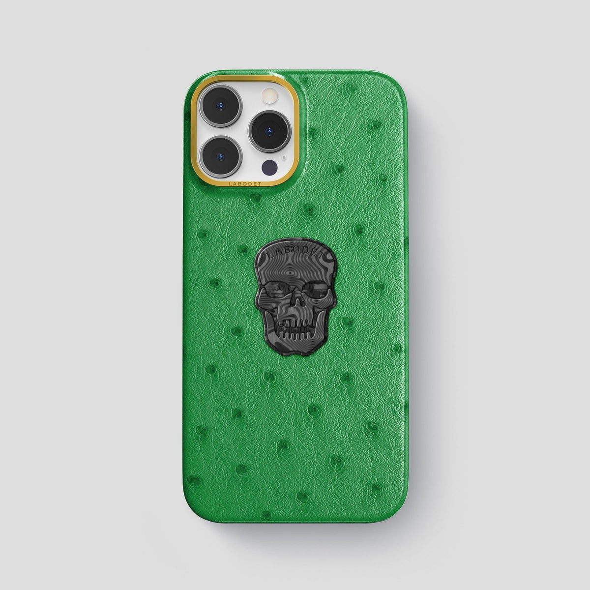 Kentucky Green iPhone 14 Pro Max Classic Case Ostrich with Gold Metal -1 | Kentucky-Green-Gold