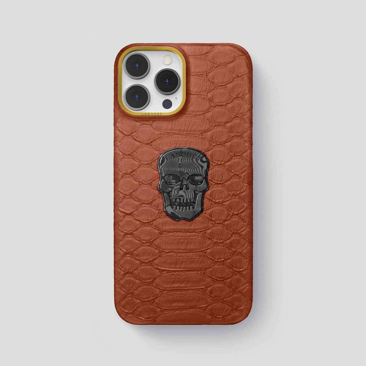 Brown iPhone 14 Pro Max Classic Case Python with Gold Metal -1 | Brown-Gold