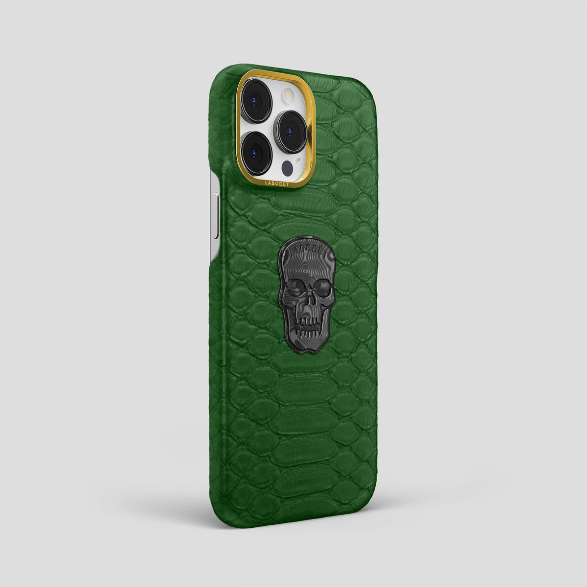 Green iPhone 14 Pro Max Classic Case Python with Gold Metal -2 | Green-Gold