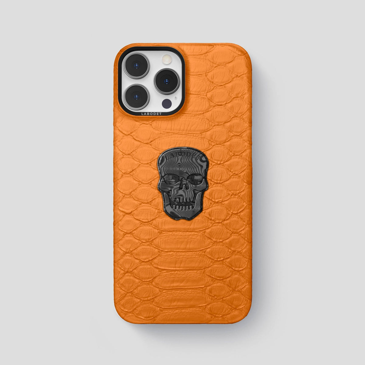 Orange iPhone 14 Pro Max Classic Case Python with Black Metal -1 | Orange-Black