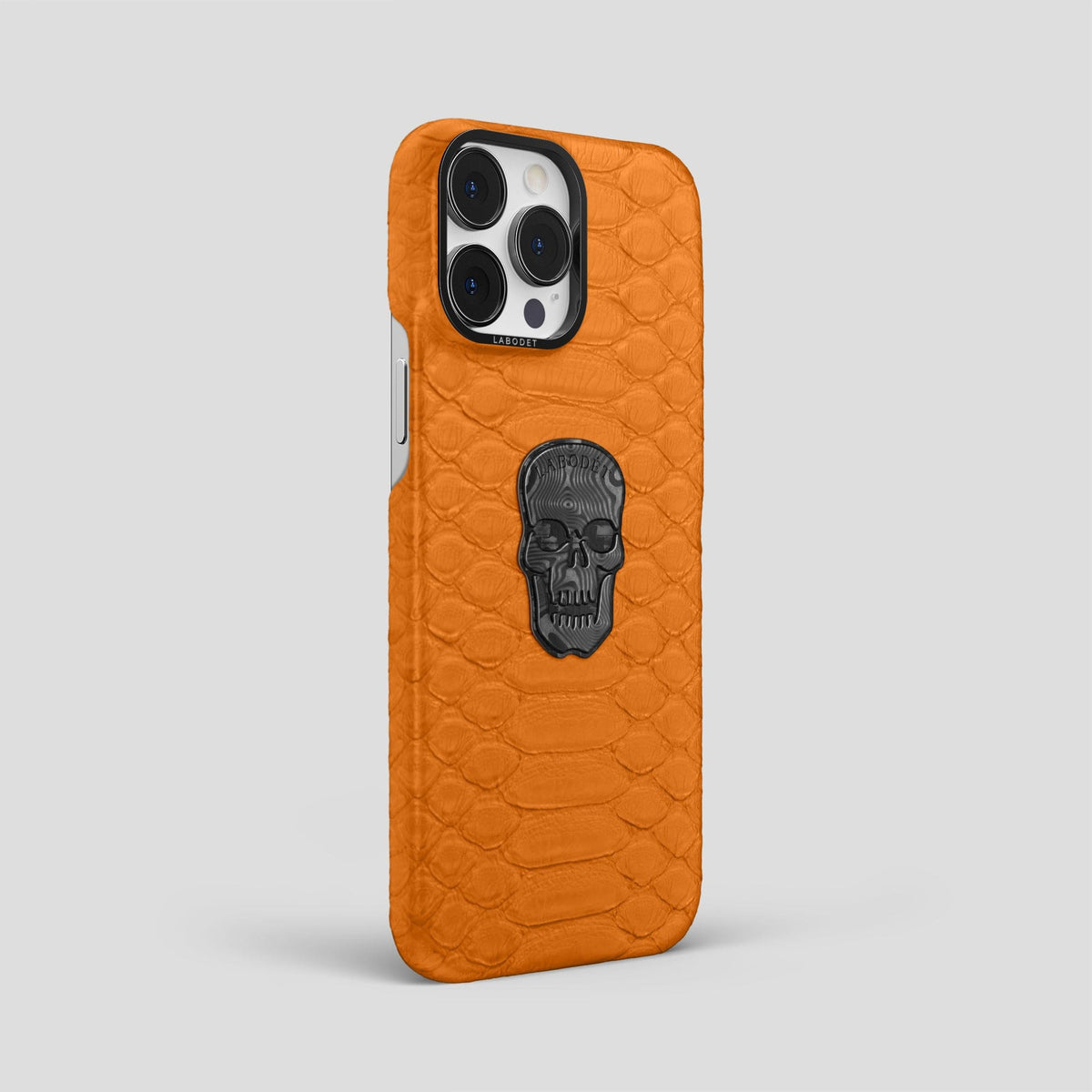 Orange iPhone 14 Pro Max Classic Case Python with Black Metal -2 | Orange-Black