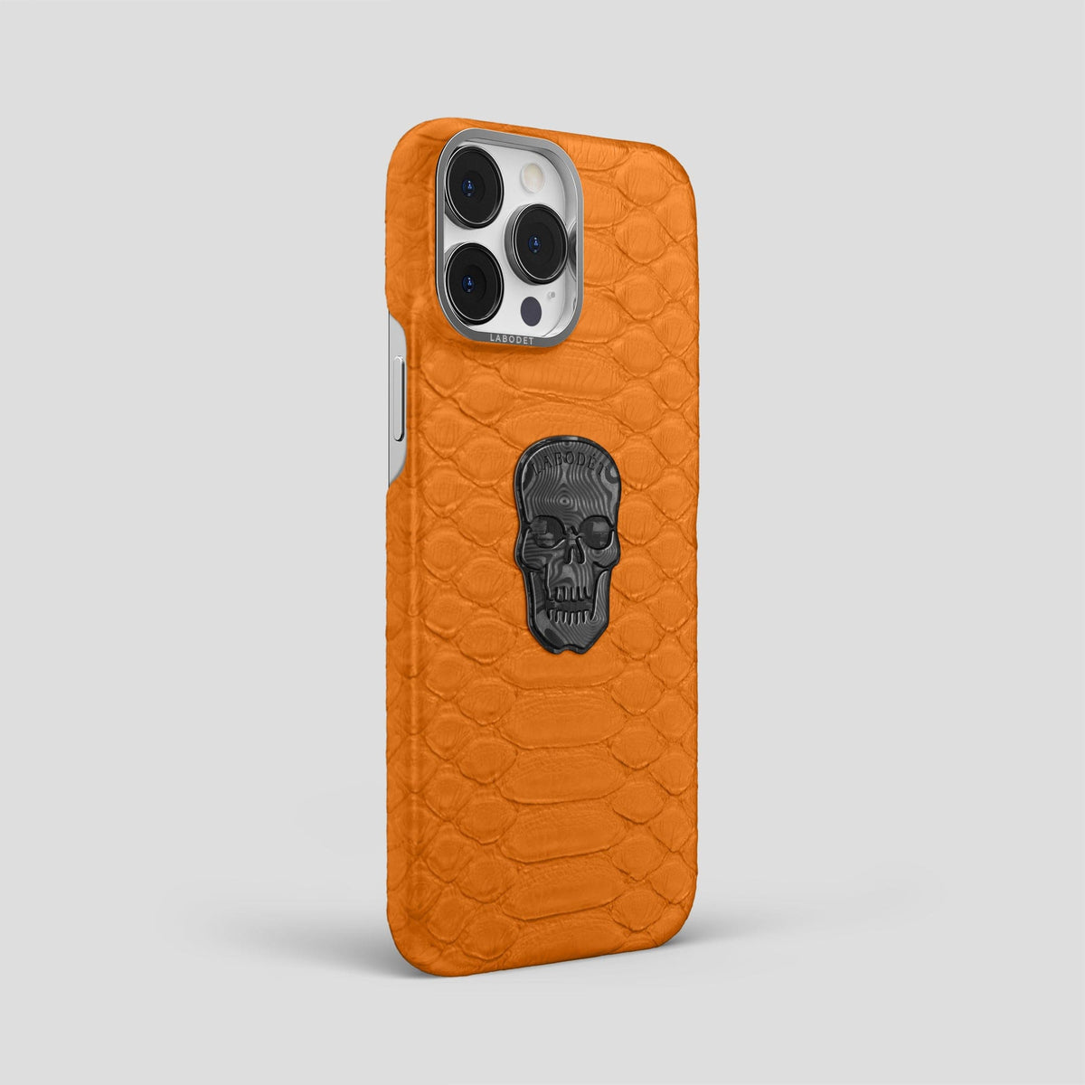 Orange iPhone 14 Pro Max Classic Case Python with Steel Metal -2 | Orange-Steel