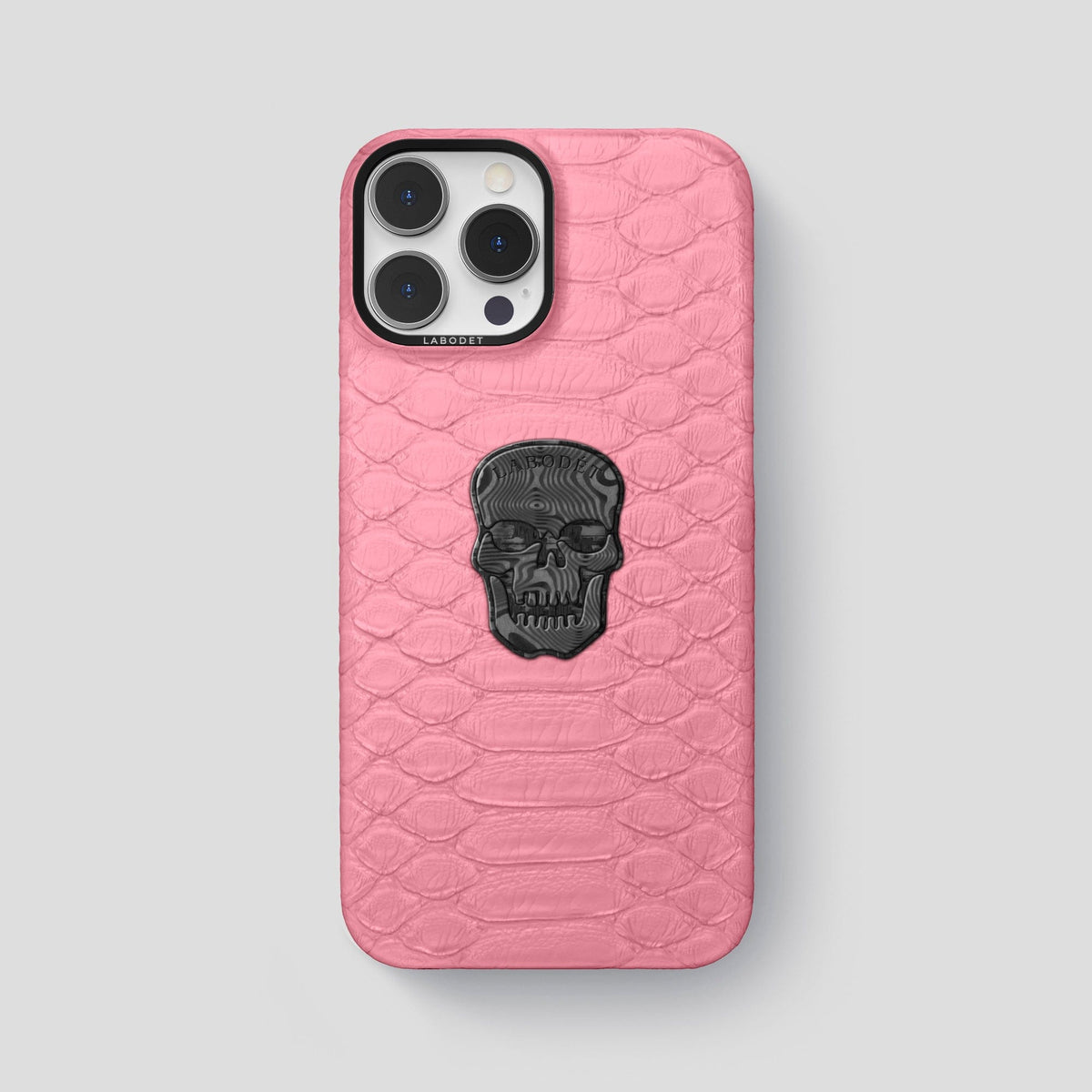 Pink iPhone 14 Pro Max Classic Case Python with Black Metal -1 | Pink-Black