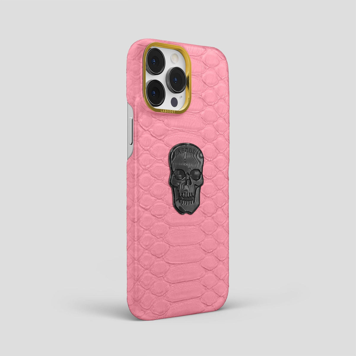 Pink iPhone 14 Pro Max Classic Case Python with Gold Metal -2 | Pink-Gold