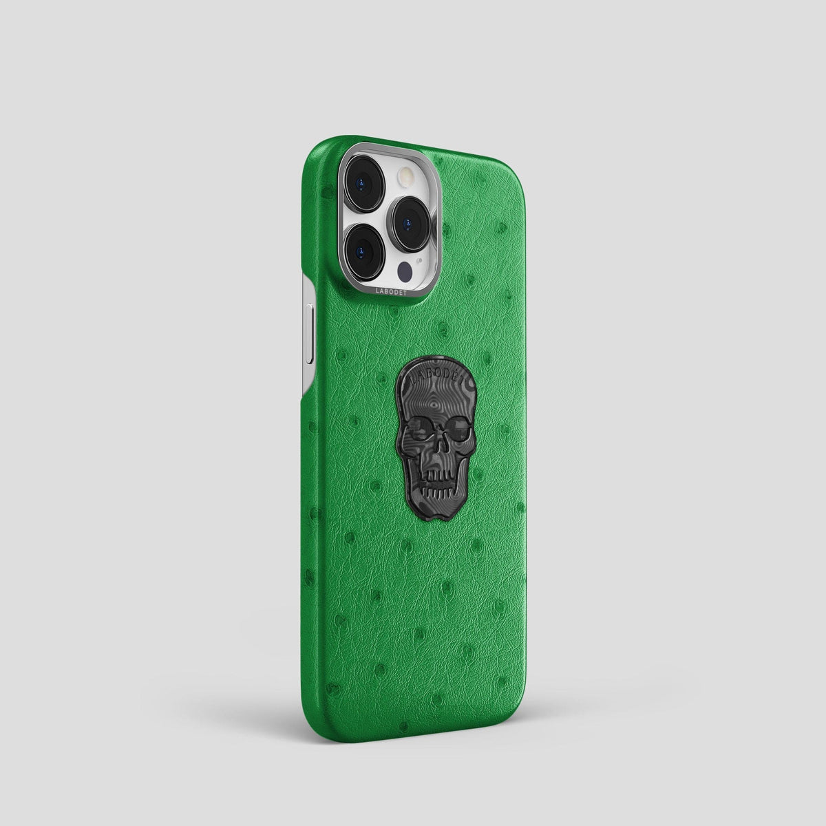 Kentucky Green iPhone 14 Pro Classic Case Ostrich with Steel Metal -2 | Kentucky-Green-Steel
