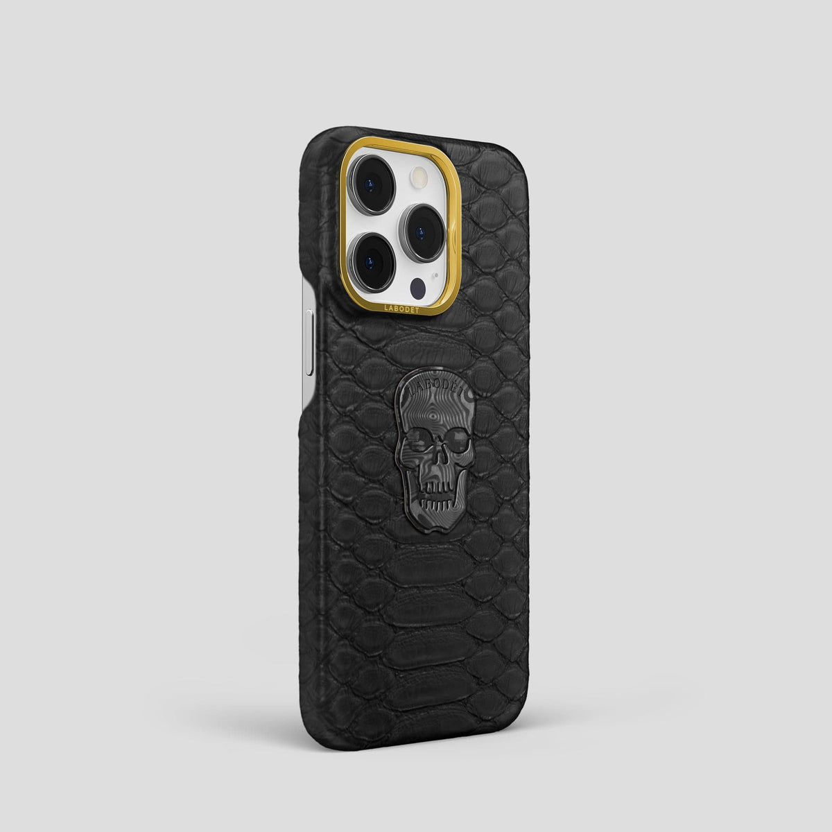Black iPhone 14 Pro Classic Case Python with Gold Metal -2 | Black-Gold